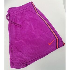NIKE Basketball Shorts WOM MED Fuschia w/ Purple & Coral Mesh Lined Side Stripe